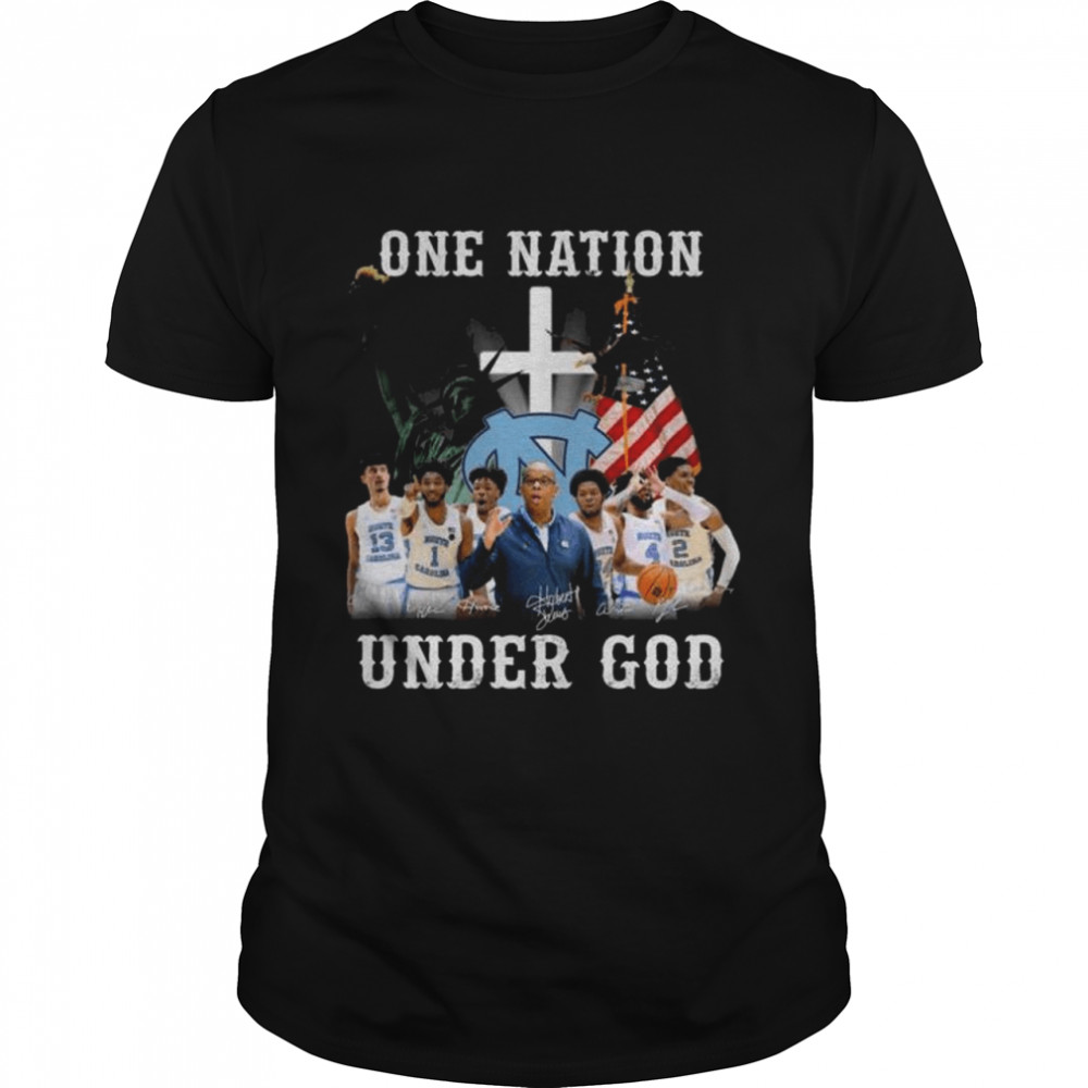 Hot North Carolina Tar Heels One Nation Under God American Flag 2022 Shirt
