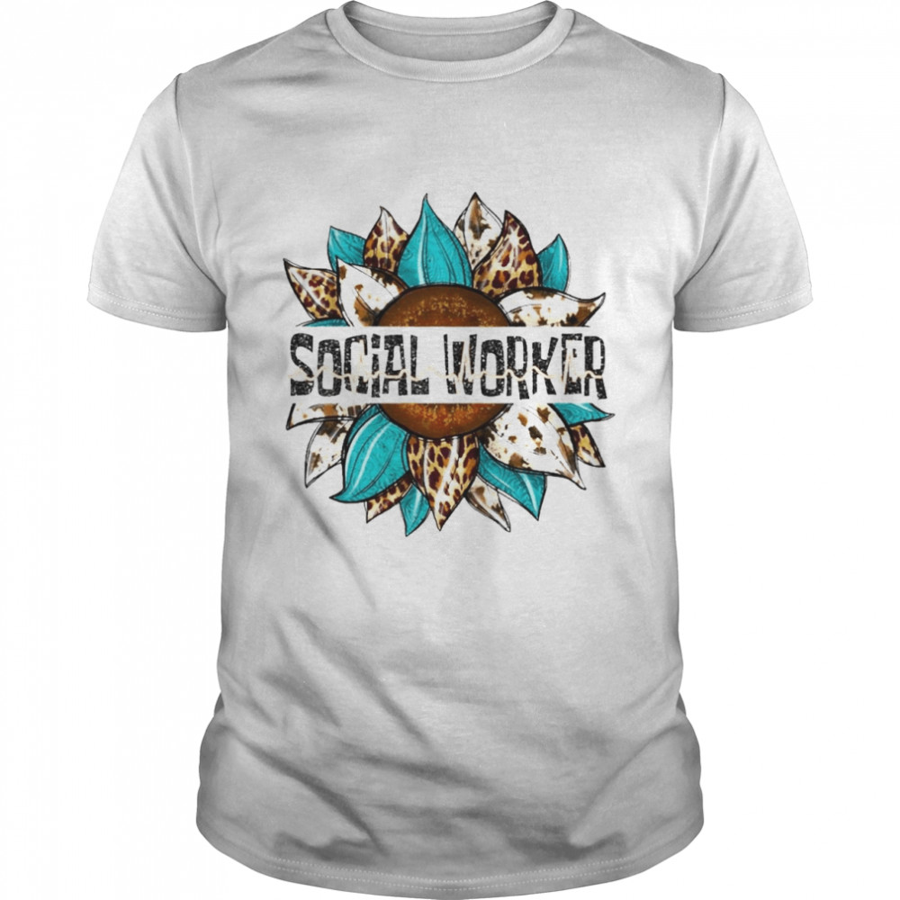 Social Worker Leopard Sunflower Shirt