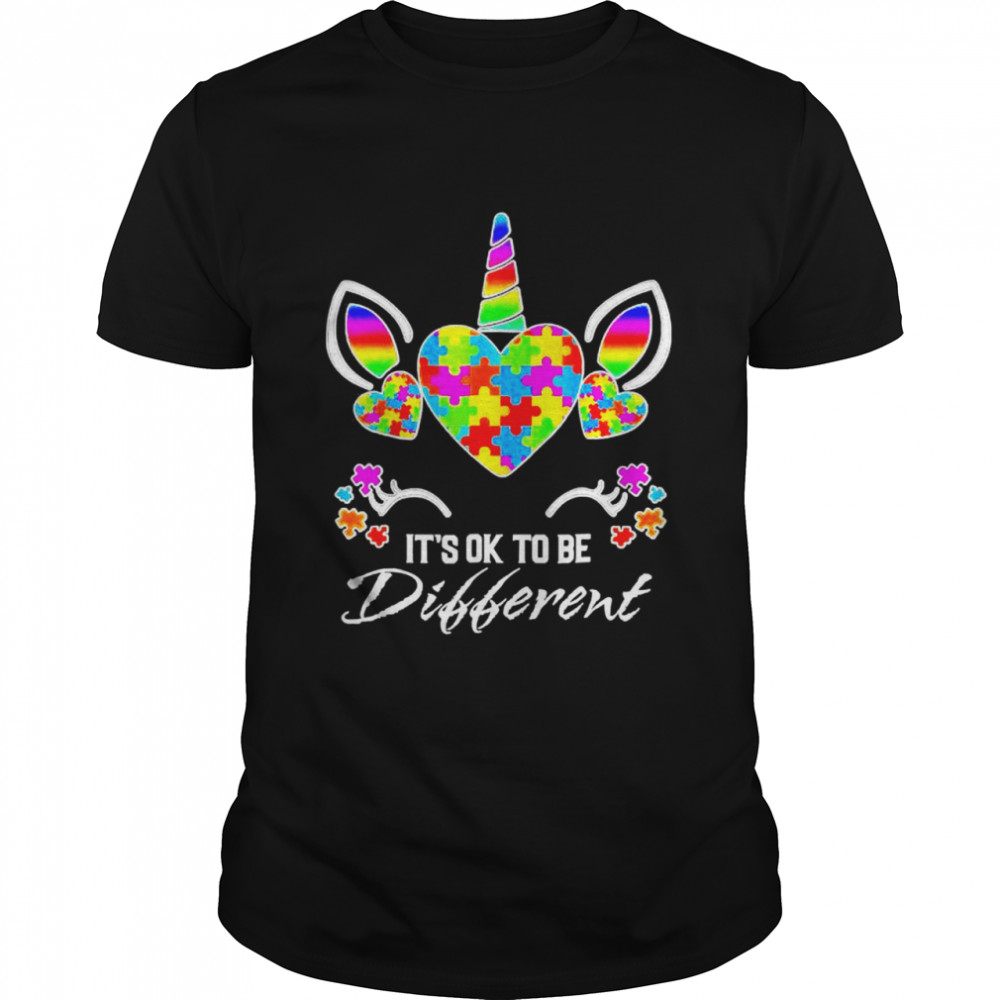 Autism Awareness Unicorn Mask Its Ok To Be Different Shirt