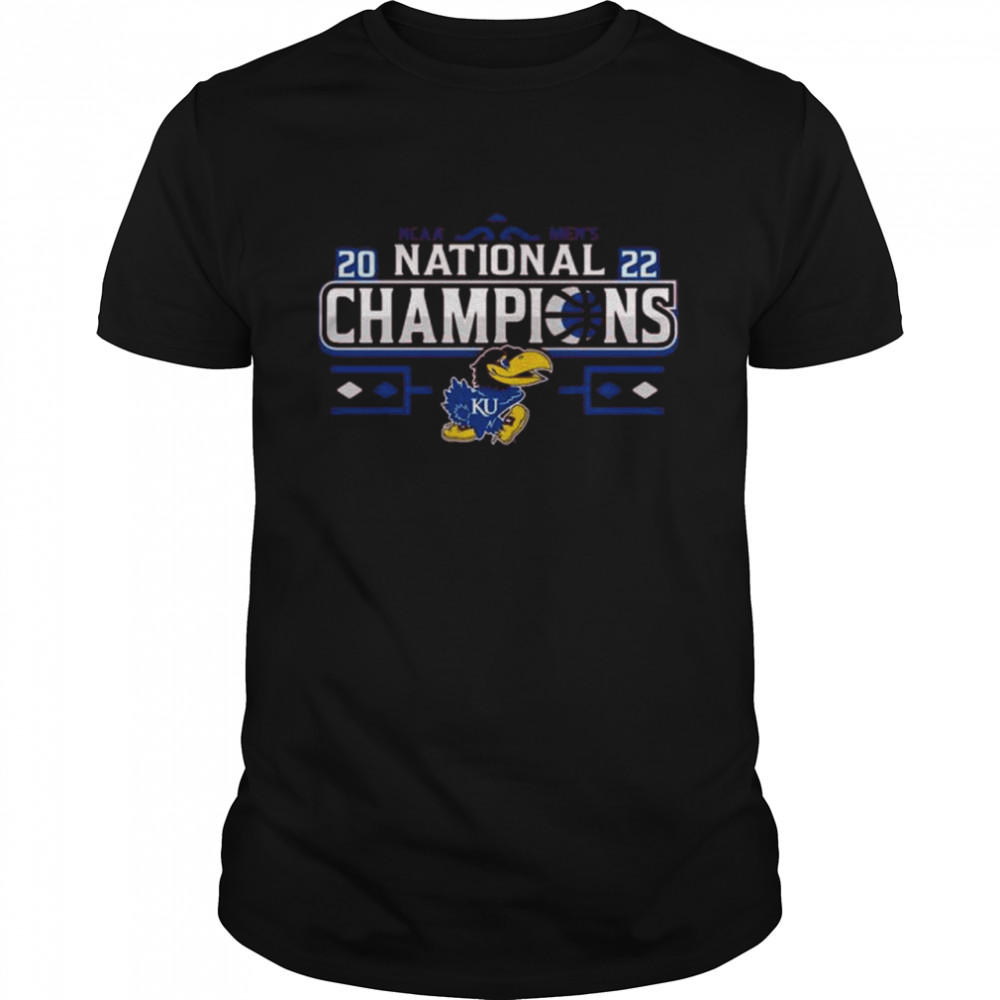 Kansas Jayhawks Blue 84 2022 Ncaa Men’s Basketball National Champions Bracket T-Shirt