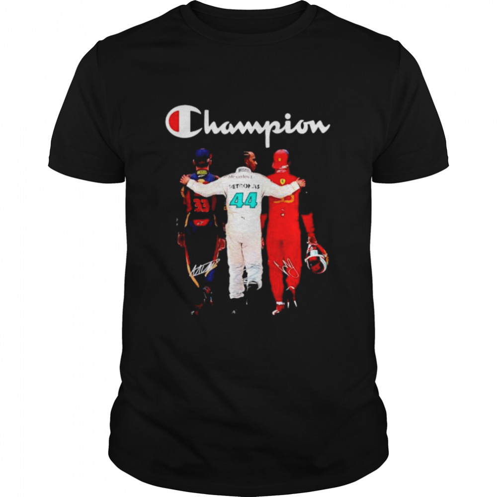 Max Verstappen Lewis Hamilton and Carlos Sainz F1 Champion signatures shirt