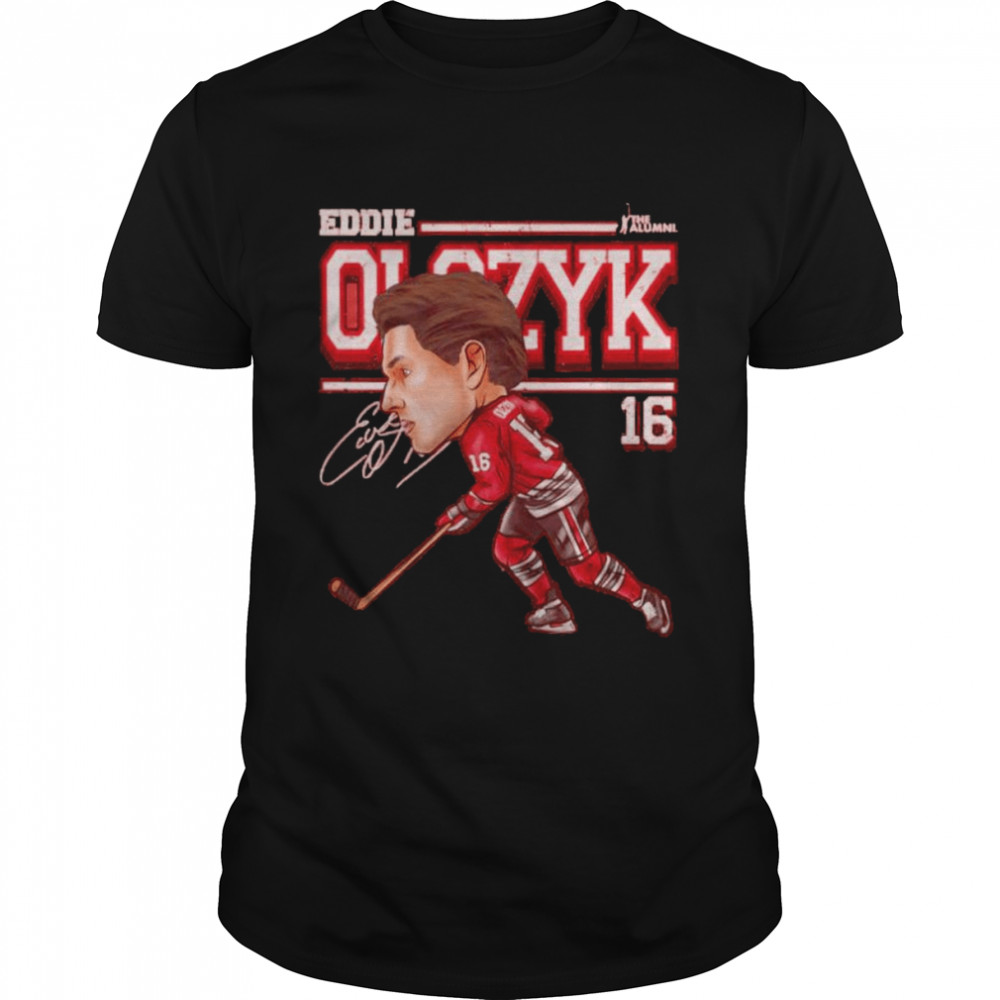 Chicago Blackhawks Eddie Olczyk cartoon signature shirt Classic Men's T-shirt