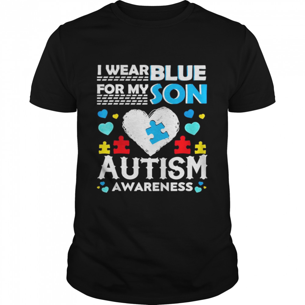 I wear blue for my son autism awareness month parents shirt Classic Men's T-shirt