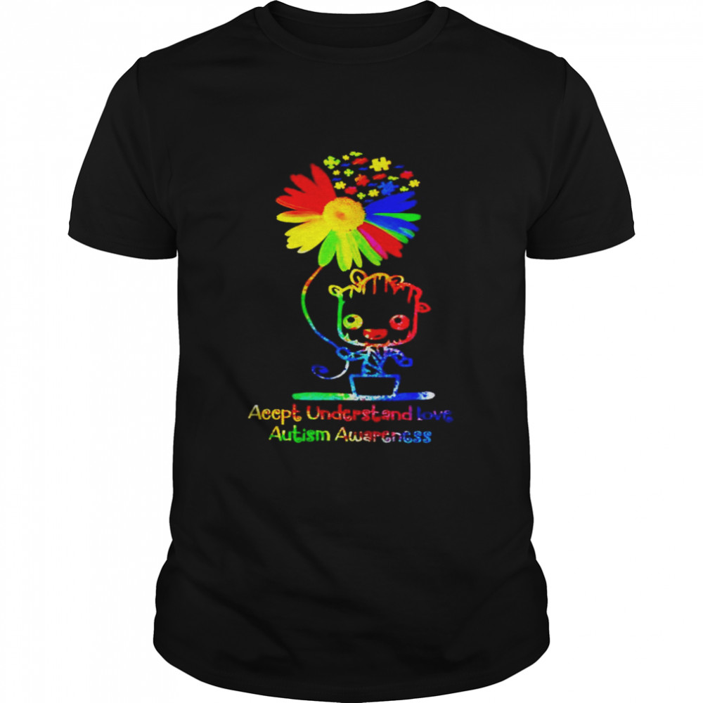 Baby Groot LGBT Accept understand love autism awareness shirt