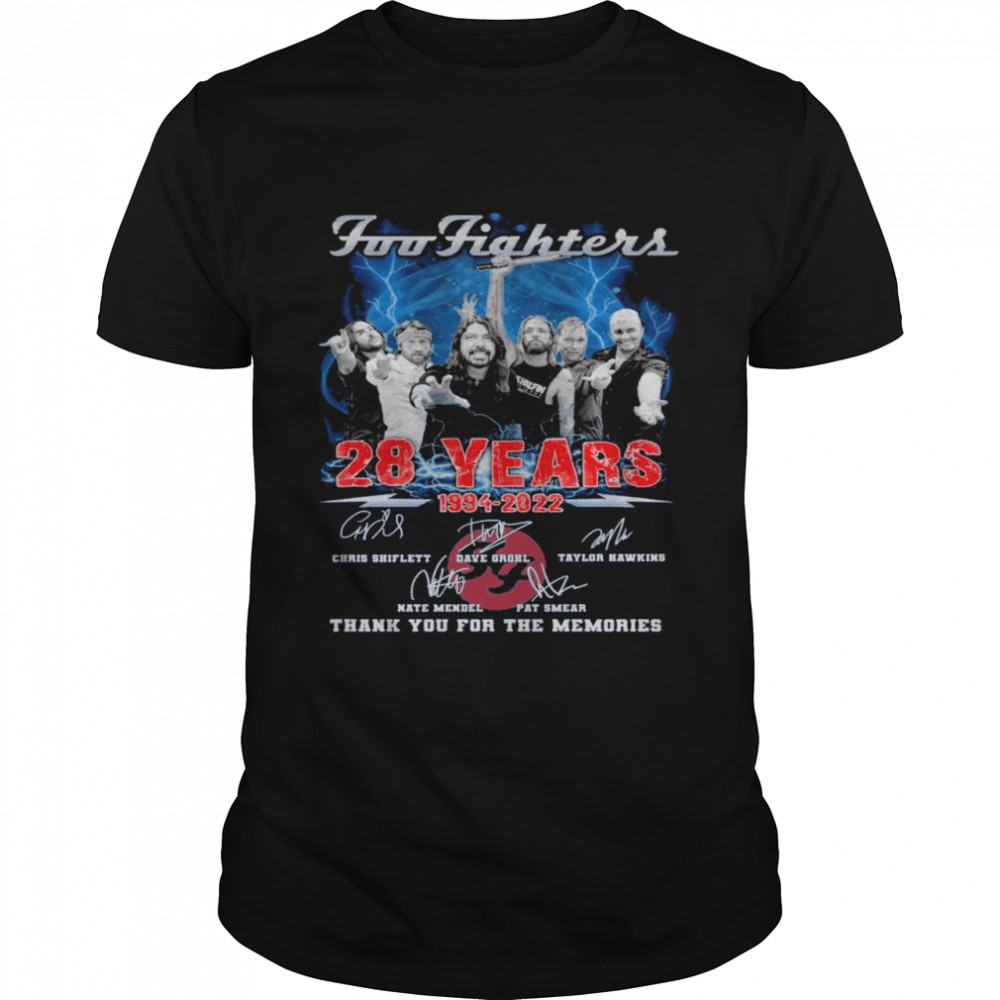 Foo Fighters 28 Years 1994-2022 Signature Thank You For The Memories Shirt