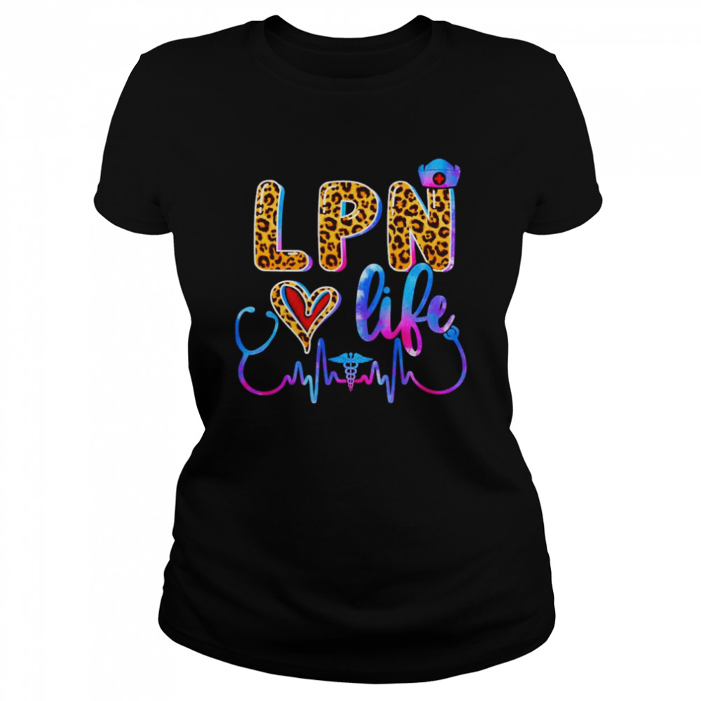 lpn love life leopard nurse healthcare classic womens t shirt