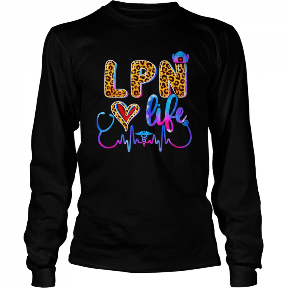LPN Love Life Leopard Nurse Healthcare  Long Sleeved T-shirt