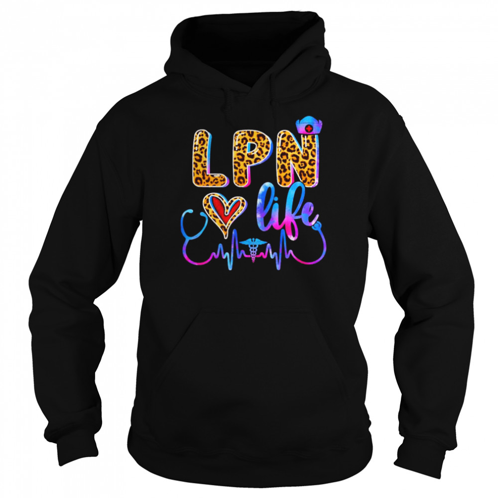 LPN Love Life Leopard Nurse Healthcare  Unisex Hoodie