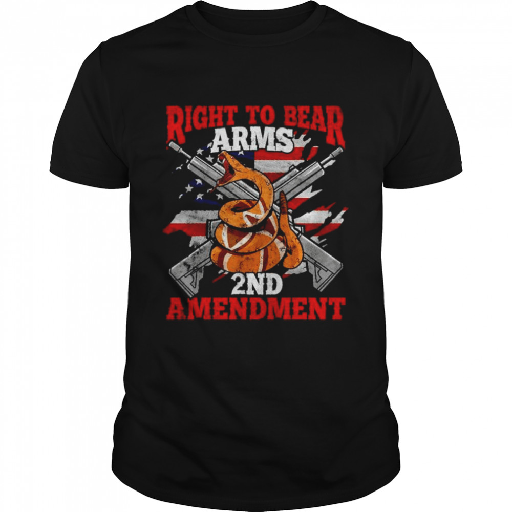 Right To Bear Arms 2nd Amendment Gadsden USA Flag Veteran T-Shirt