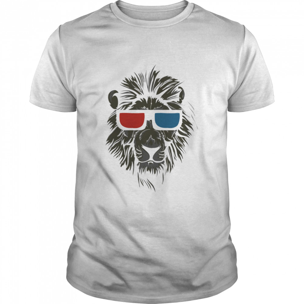 Cool Lion In 3D Glasses T-Shirt