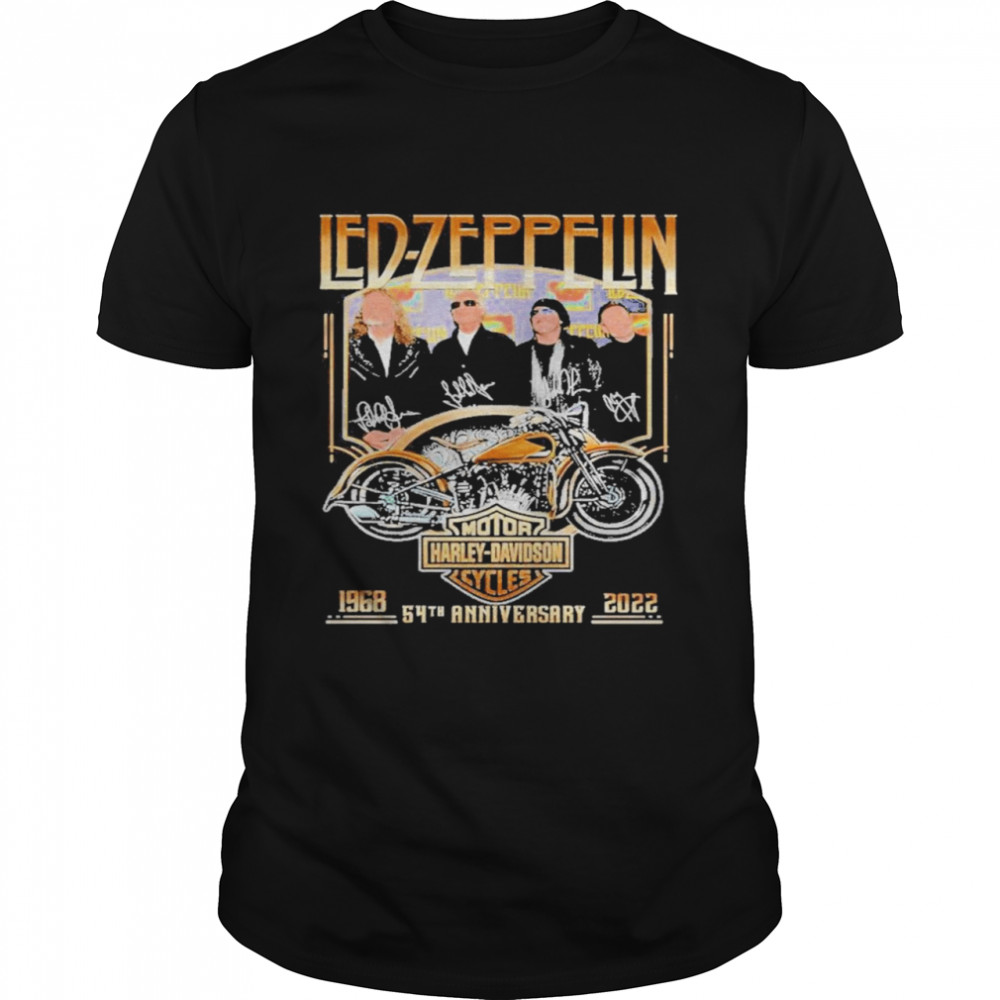 Motor Harley-Davison Led-Zeppelin 54th Anniversary 1968 2022 Signatures Thank You For The Memories Shirt