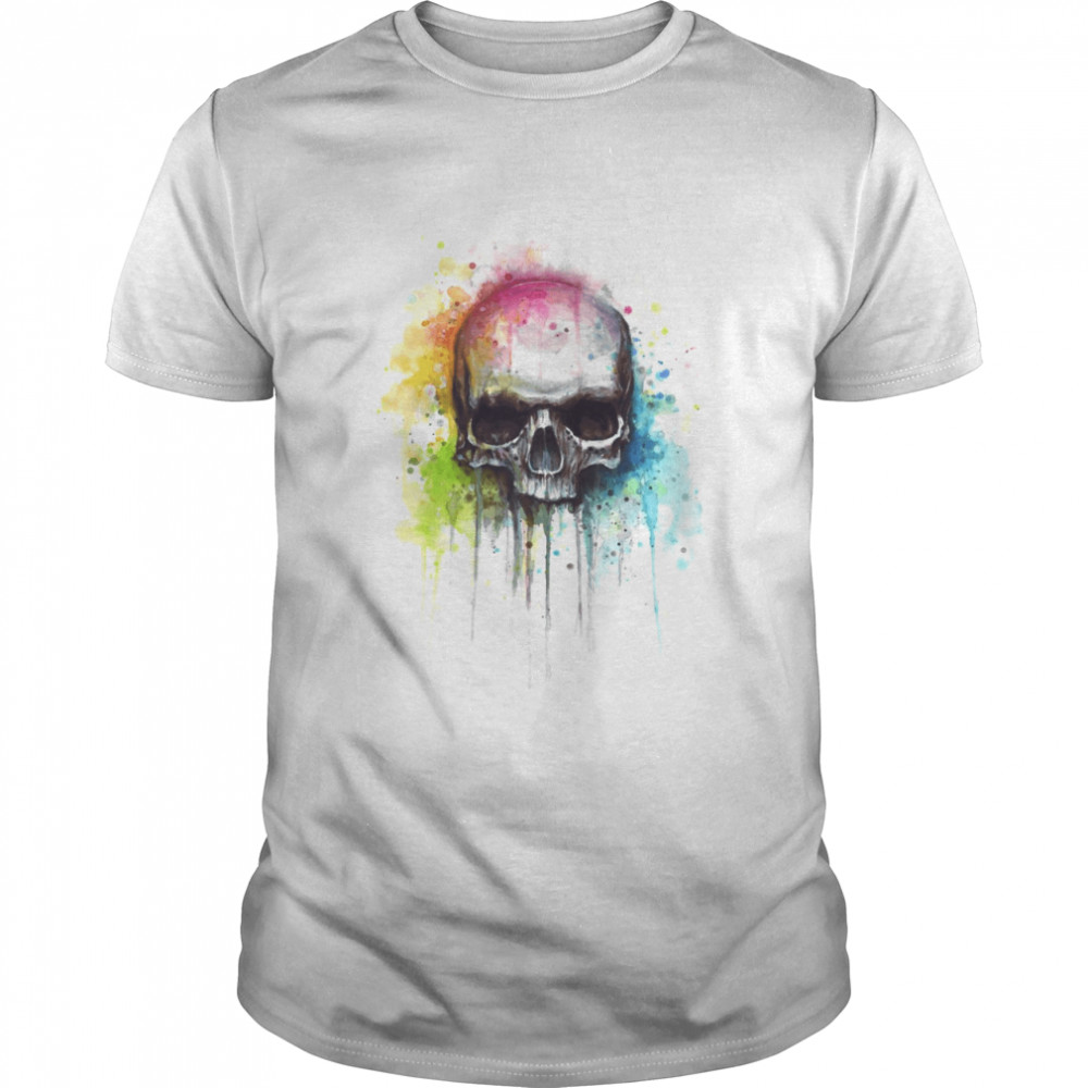 Skull Watercolor Painting T-Shirt