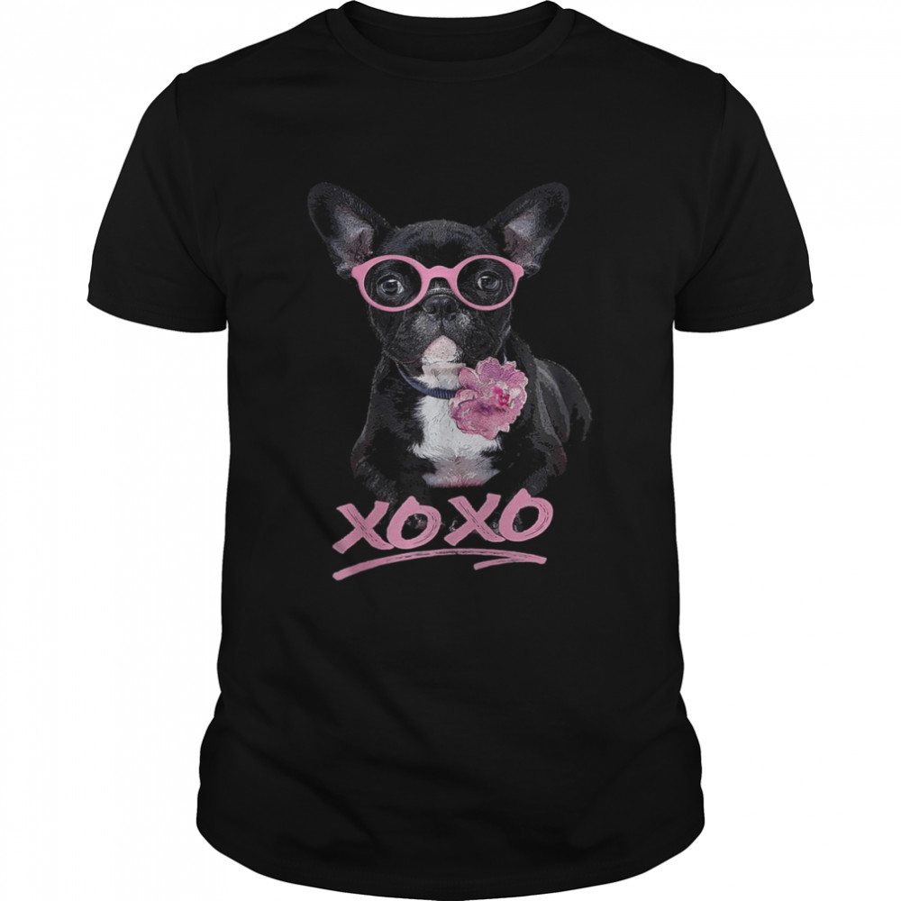 French Bulldog Novelty for Dogs Glasses XOXO Shirt