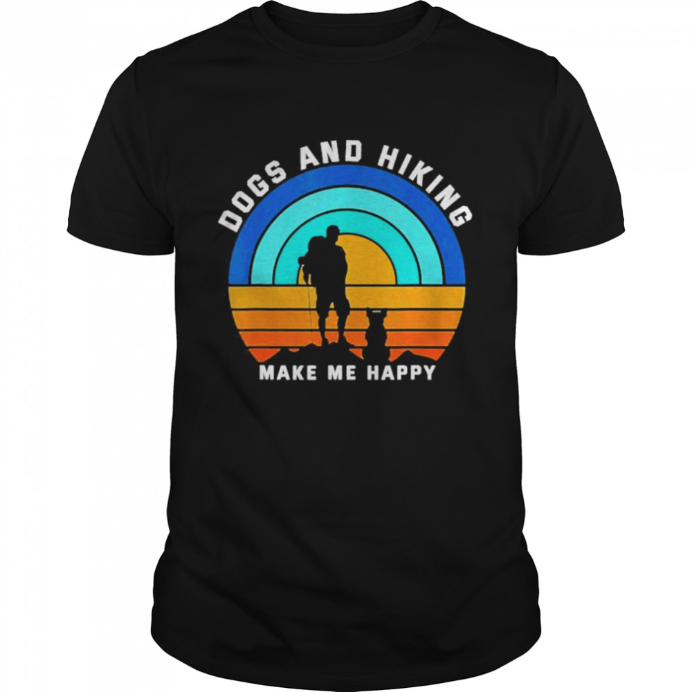 Vintage Dogs And Hiking Make Me Happy  Classic Men's T-shirt