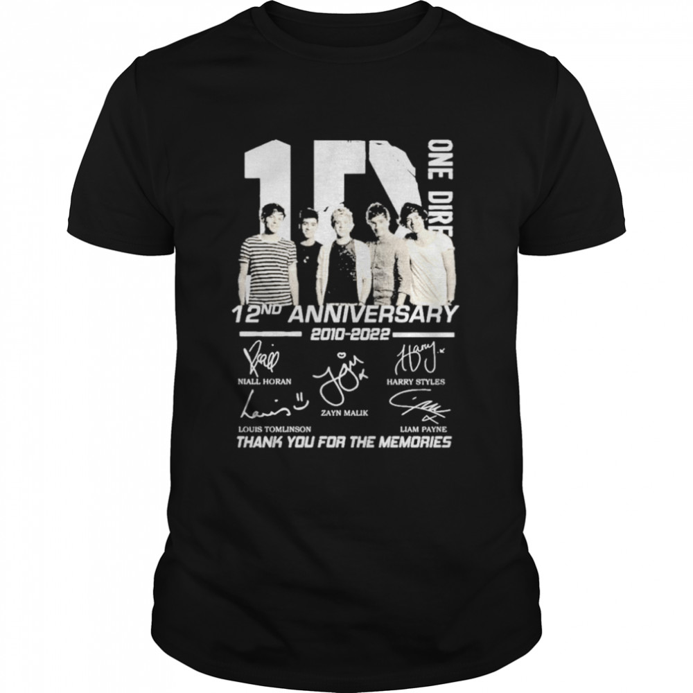 1D One Direction 12 Nd Anniversary 2010 2022 Thank You For The Memories Shirt