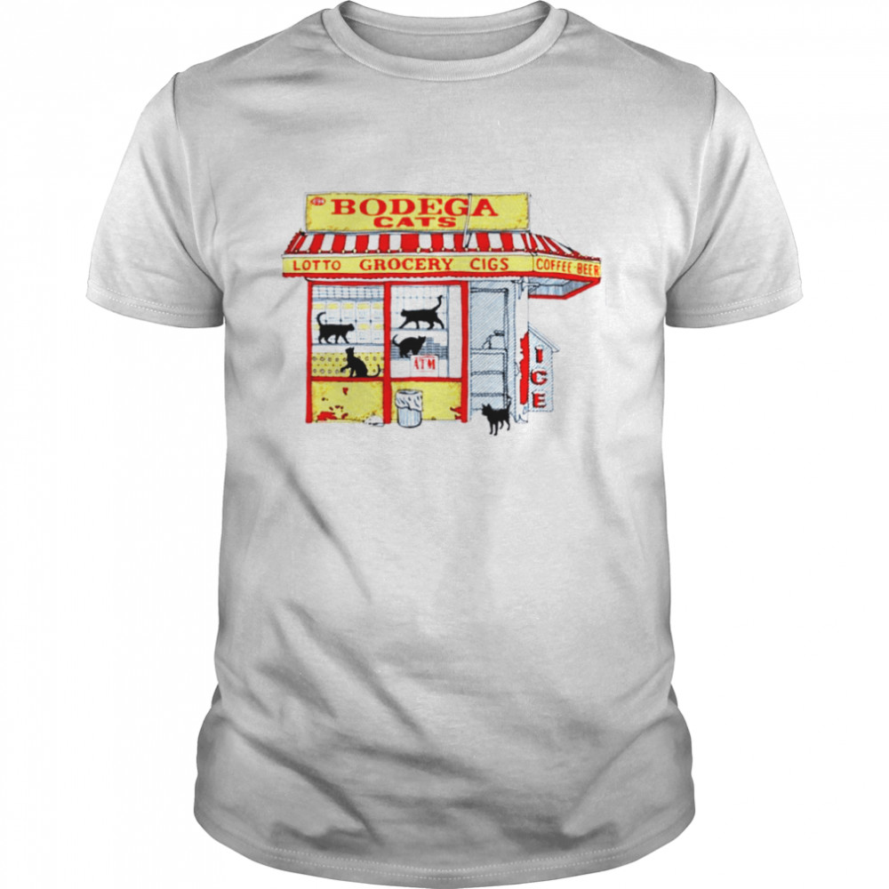 Bodega Cats Lotto Grocery Cigs Coffee-Beer Shirt