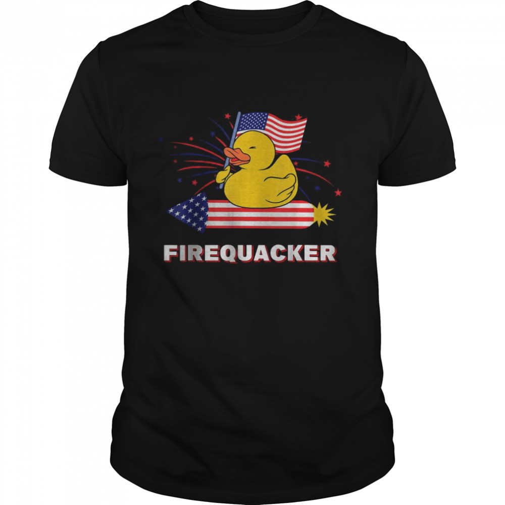Fourth Of July Usa Patriotic Firecracker Rubber Duck T-Shirt