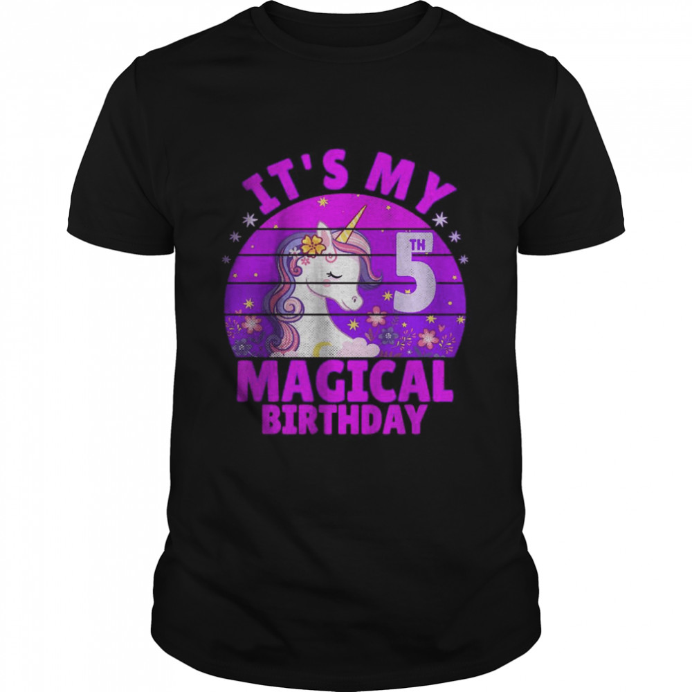 It’s My 5 magical Birthday Unicorn Purple T-Shirt