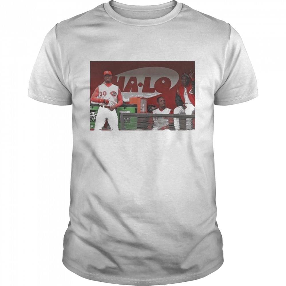 Ken Griffey Jr Barry Larkin And Deion Sanders Together In The Reds Dugout Atbbttr T-Shirt