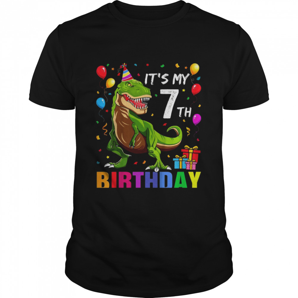 Kids It’s My 7Th Birthday Happy 7 Year Trex Shirt Shirt