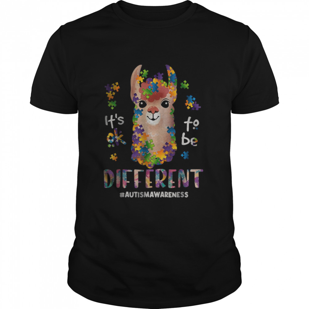 Ok To Be Different Autism Awareness Llama T-Shirt