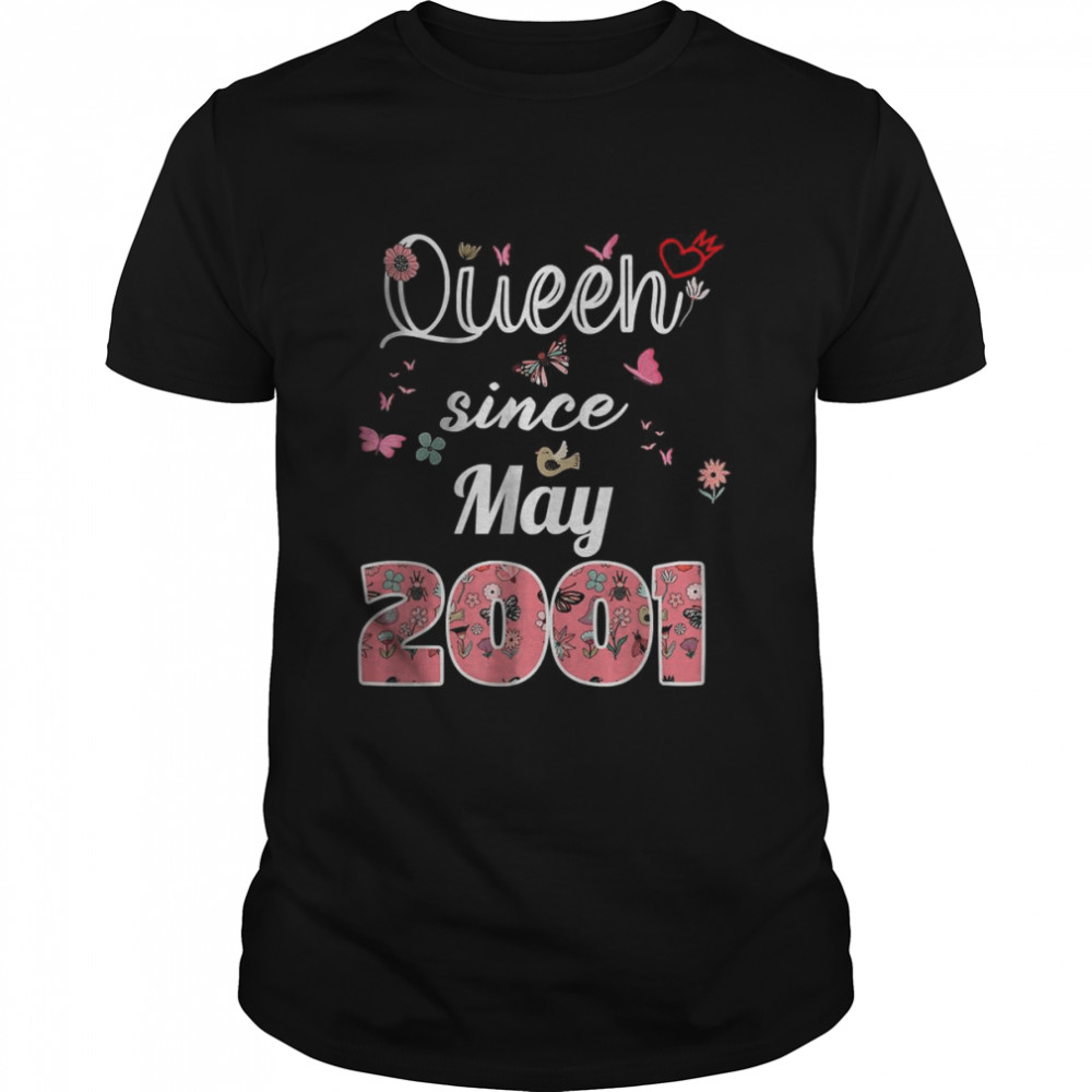 Queen Since May 2001 Flowers 2001 May Birthday T-Shirt