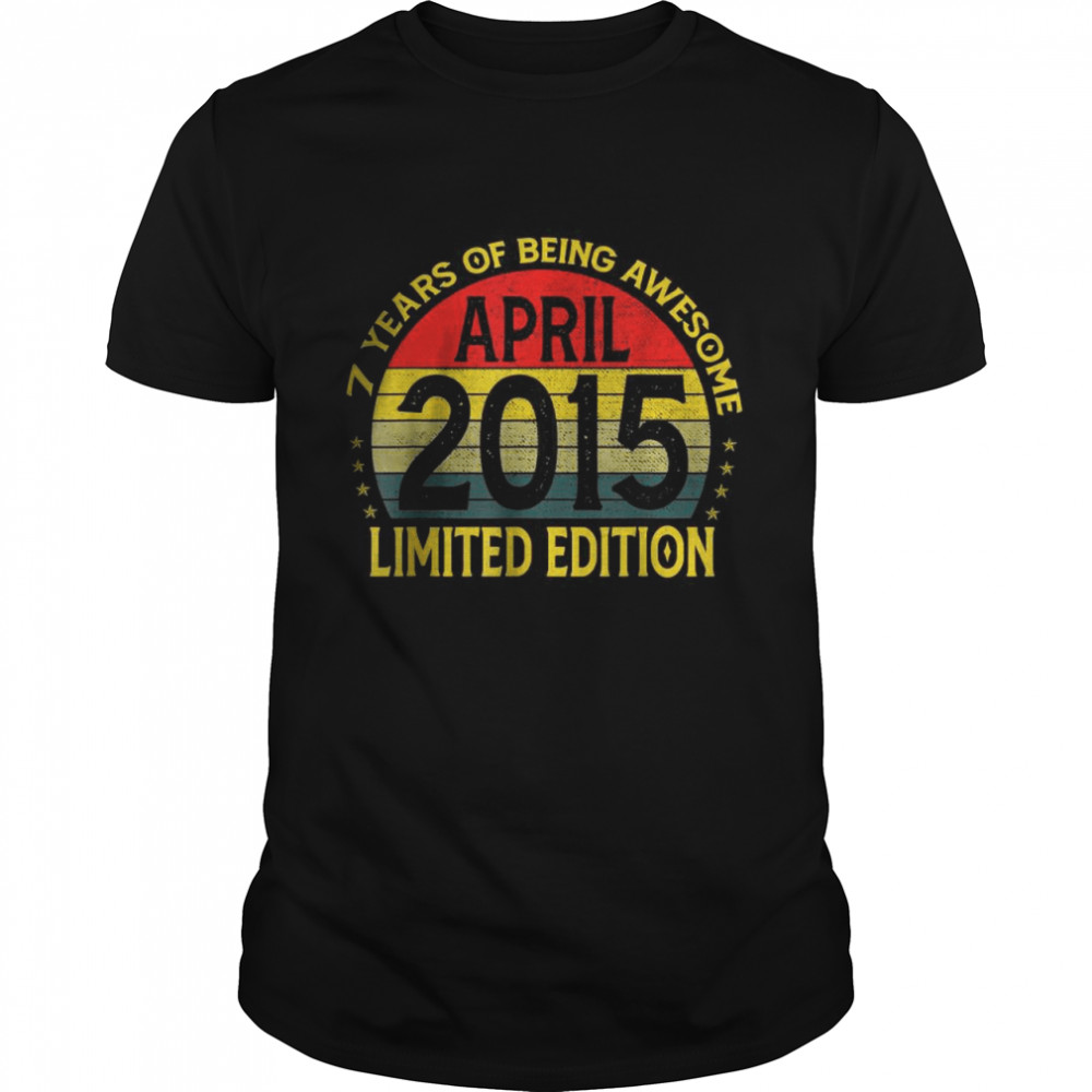 Vintage April 2015 7 Years Old 7Th Birthday Decoration T-Shirt