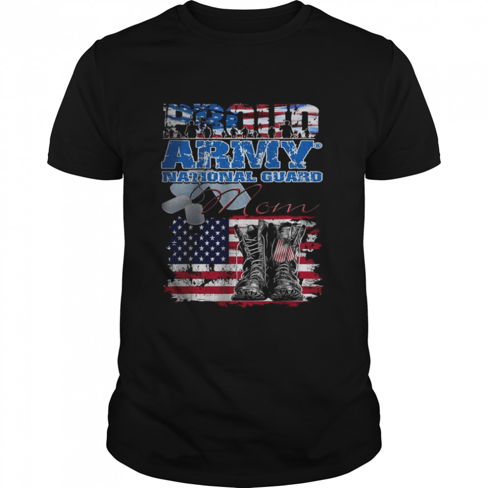 Vintage Proud Army National Guard Mom American Flag Shirt