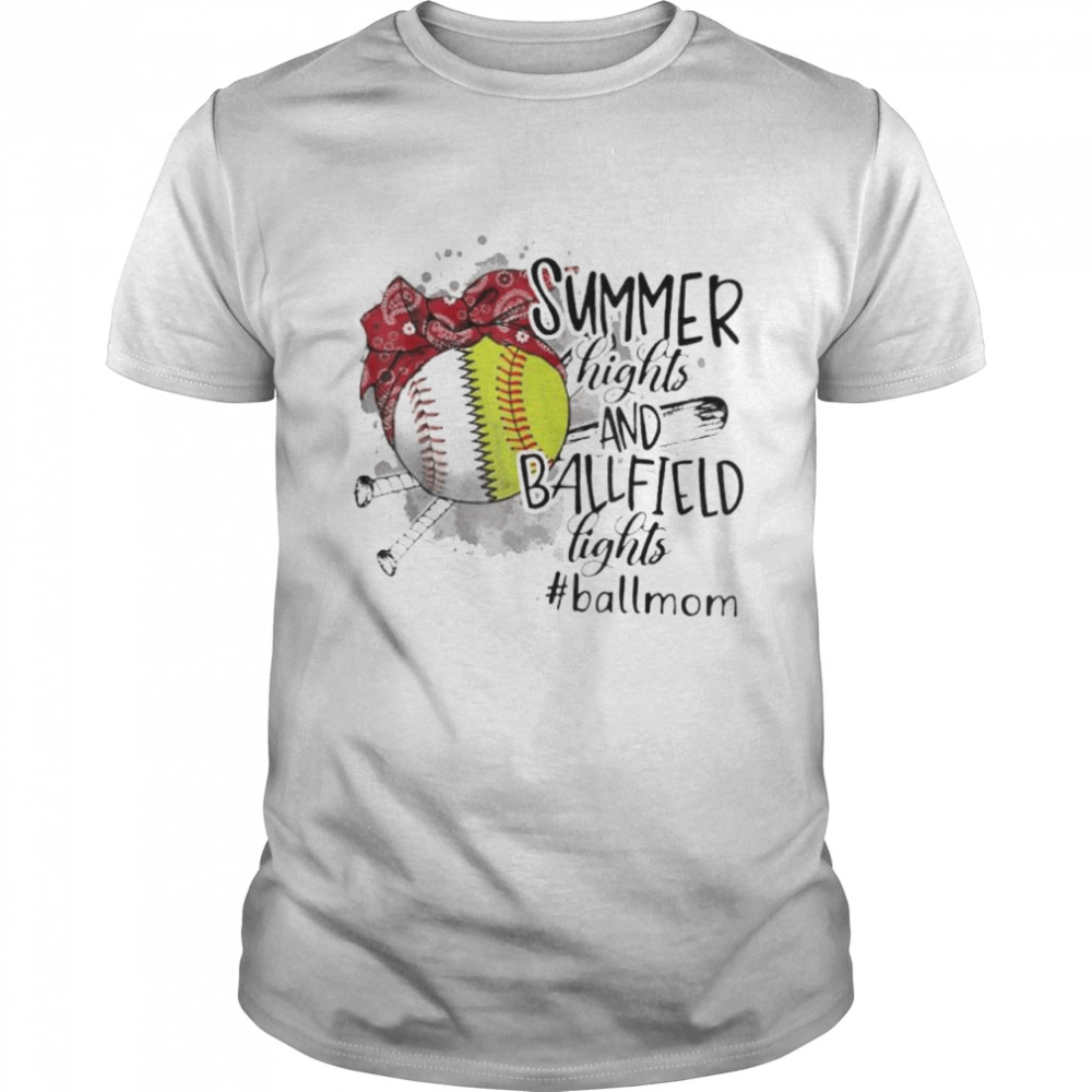 Summer ballfield lights baseball softball mom mothers day shirt