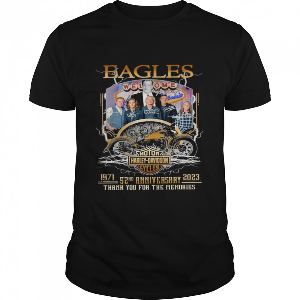 Eagles motor harley davidson cycles 1971 2023 53nd anniversary thank you for the memories shirt
