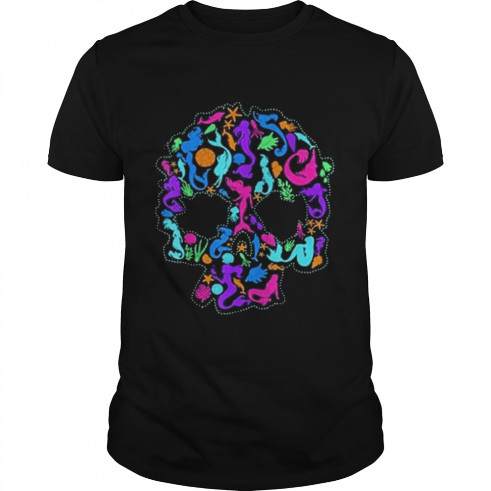 Skull made of mermaids ocean sea halloween shirt Classic Men's T-shirt