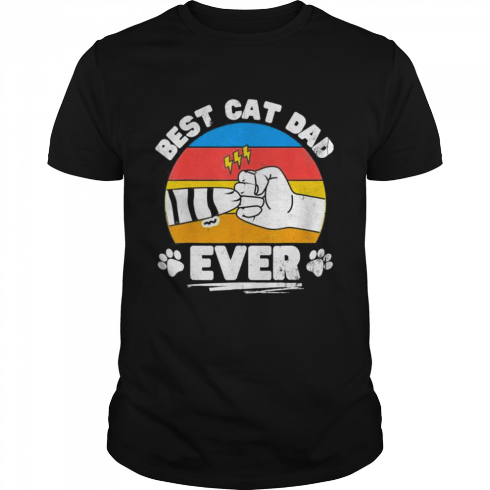Best Cat Dad Ever Retro Vintage Fathers Day 2022 Cat Lovers Shirt