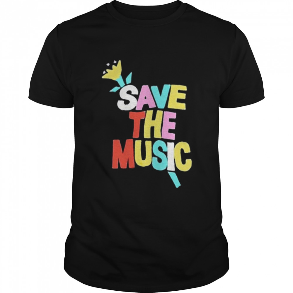 Cheap save the music typo graphics on sale shirt