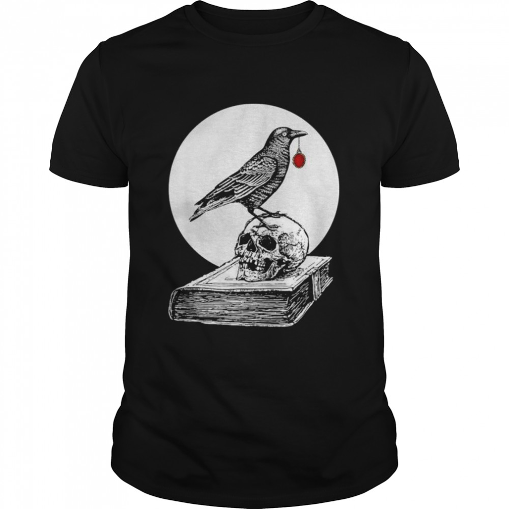 Crow skull magical alchemy gothic occult full moon shirt