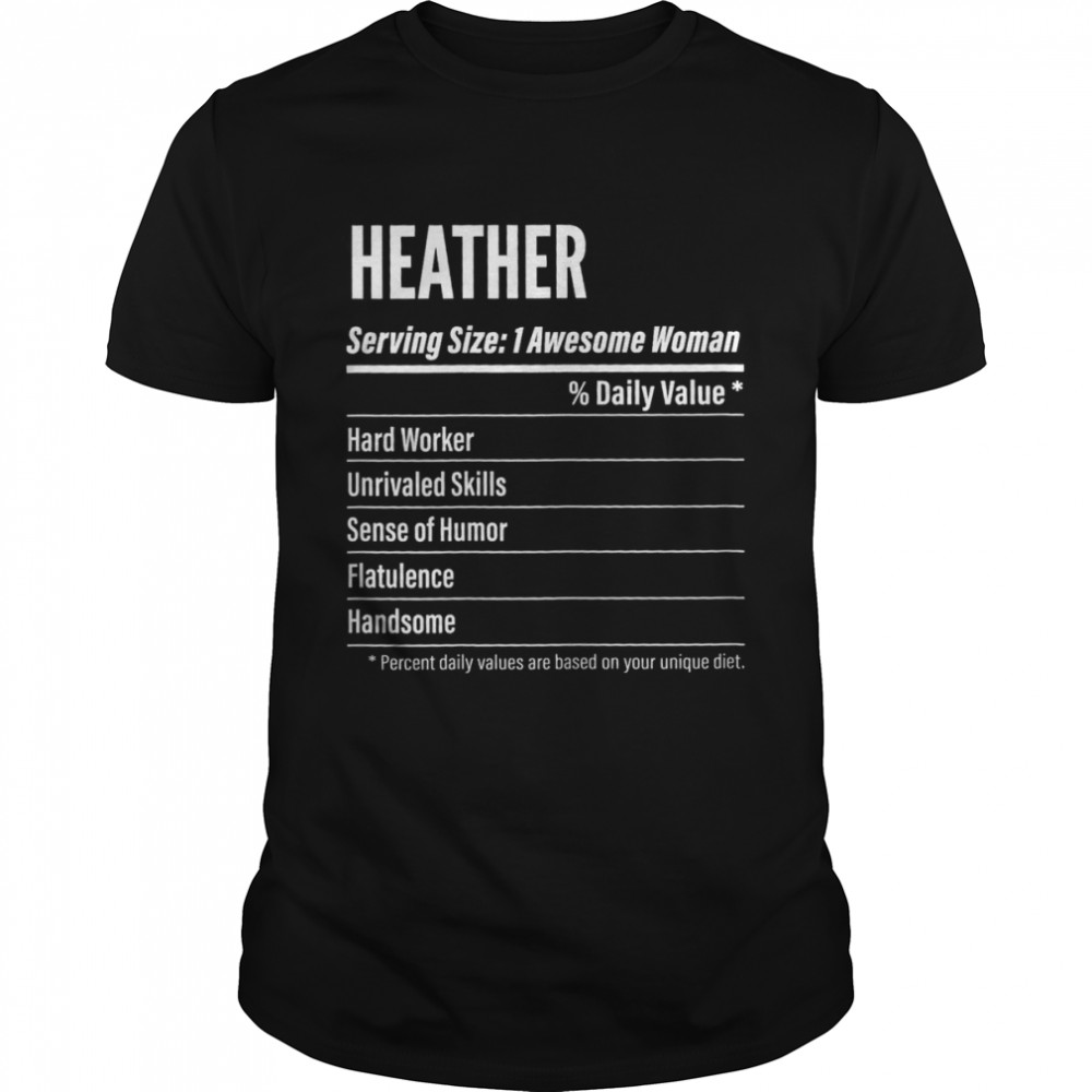 Heather, Nutritional Facts Serving Size, Calories Shirt