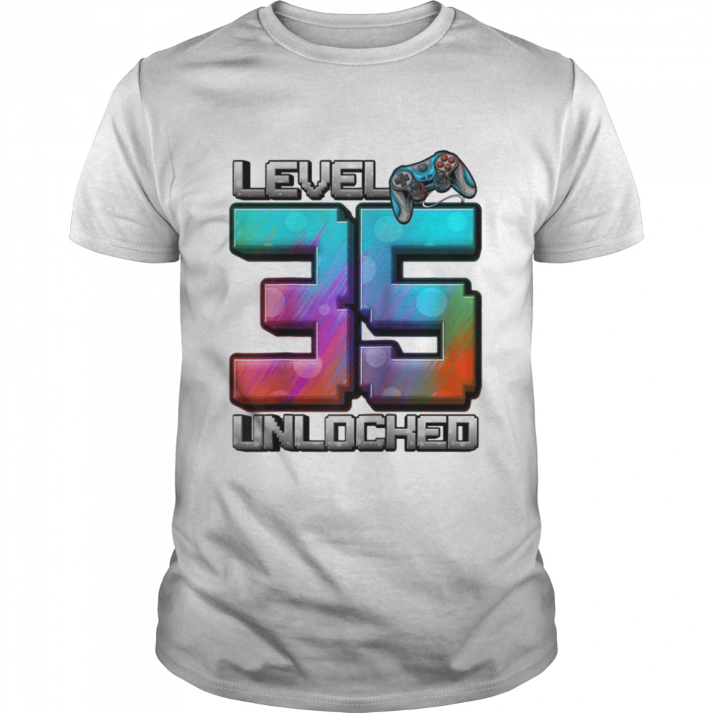 Level 35 Unlocked Awesome Since 1987 35Th Birthday Gaming Shirt