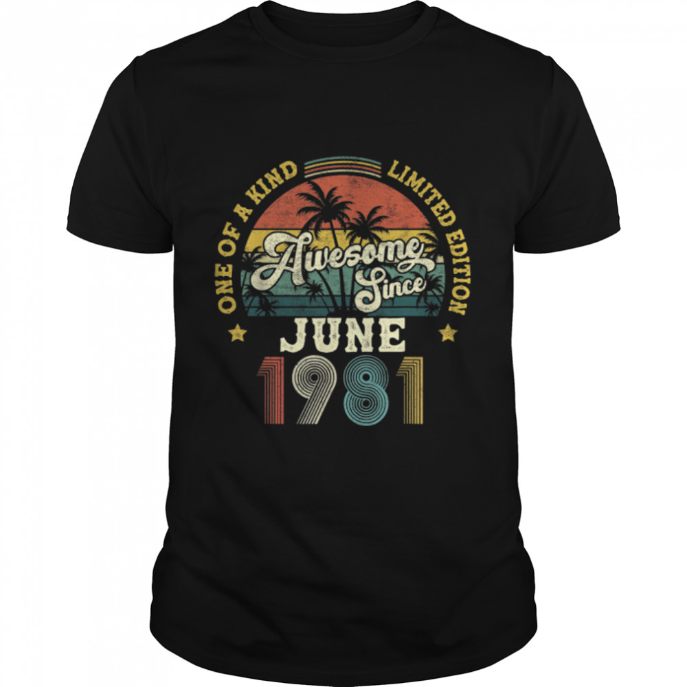 41 Year Old 41th Birthday Gifts Vintage June 1981 T-Shirt B09ZF5MKNM