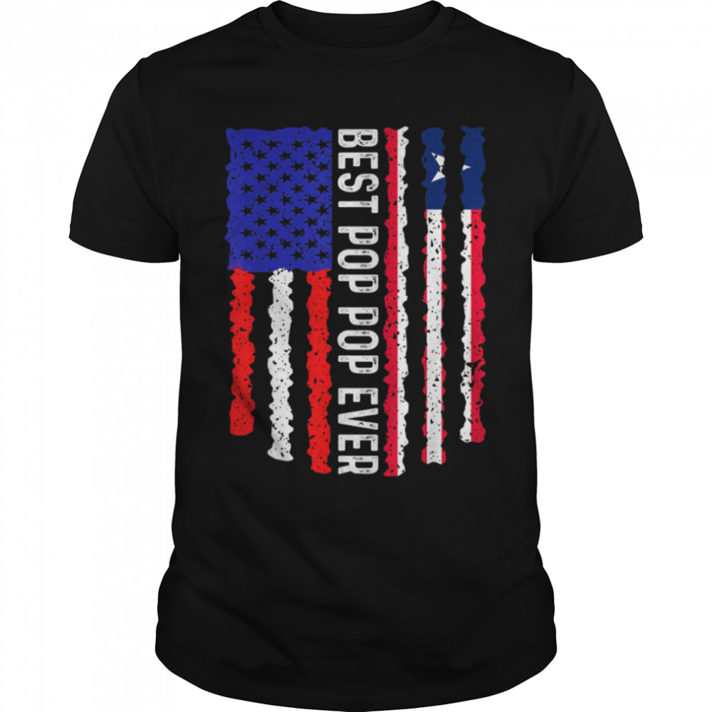 American Flag Liberia Flag Best Pop Pop Ever Family T-Shirt B09ZF13PJR