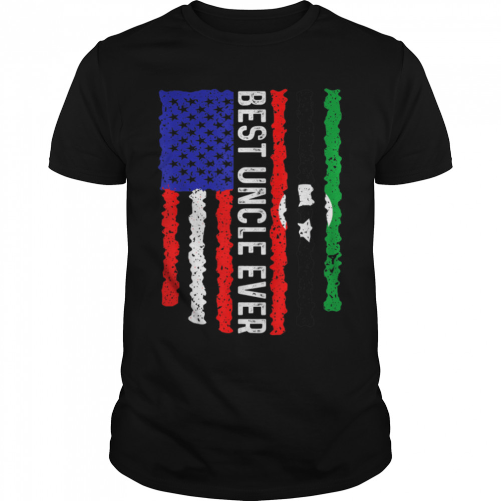 American Flag Libya Flag Best Uncle Ever Family T-Shirt B09Zf5Sgv1