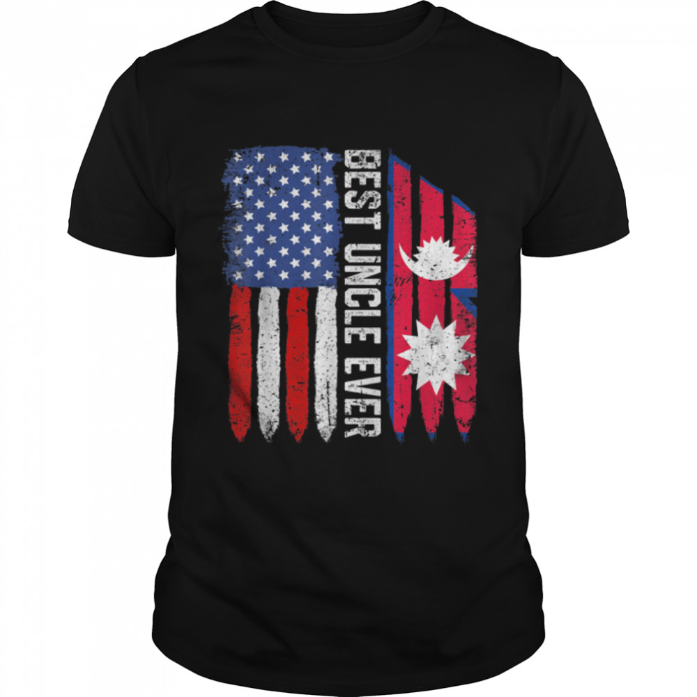 American Flag Nepal Flag Best Uncle Ever Patriotic T-Shirt B09ZDRZ1NT