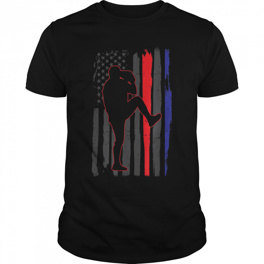 Baseball American Flag Patriotic Catcher 4th Of July T-Shirt B09ZDRB81F