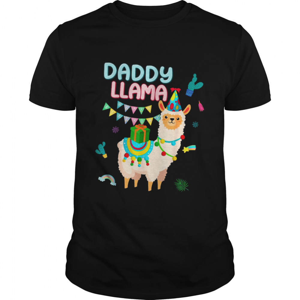 Daddy Of The Birthday LLamazing Alpaca Theme Family Bday  Classic Men's T-shirt