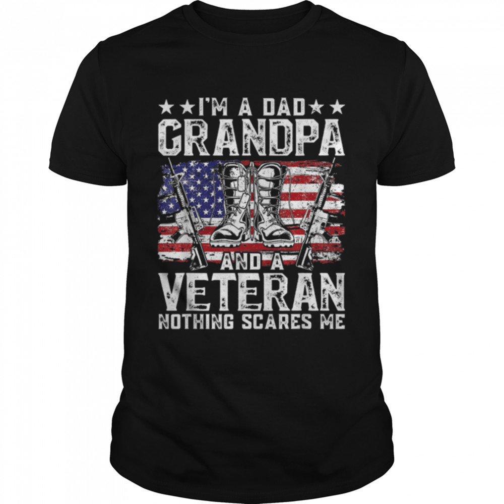 Distressed I'm A Dad Grandpa Veteran Father's Day Men Papa T-Shirt B09ZDGKNJM