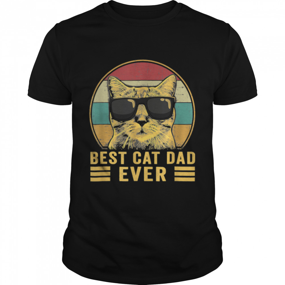 Funny Best Cat Dad Ever Vintage Bump Fit Father'S Day T-Shirt B09Zdqr9Pm