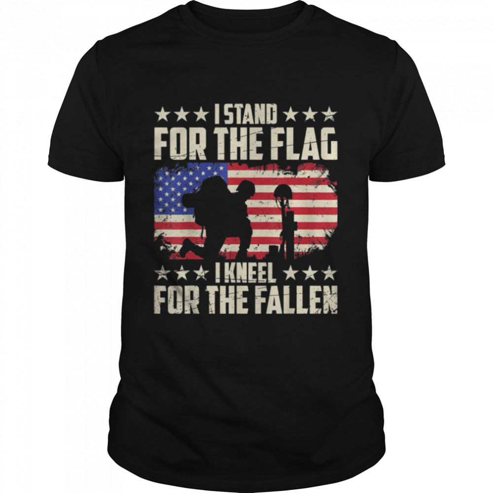 Stand For The Flag Memorial Day Distressed USA Flag T-Shirt B09ZDDD8DX