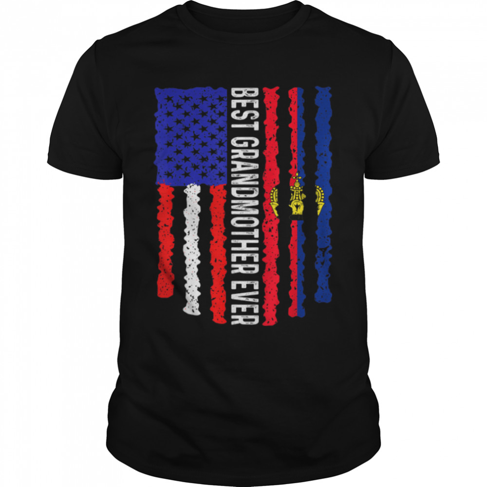 USA Flag Liechtenstein Flag Best Grandmother Ever Family T-Shirt B09ZF5WD1Q