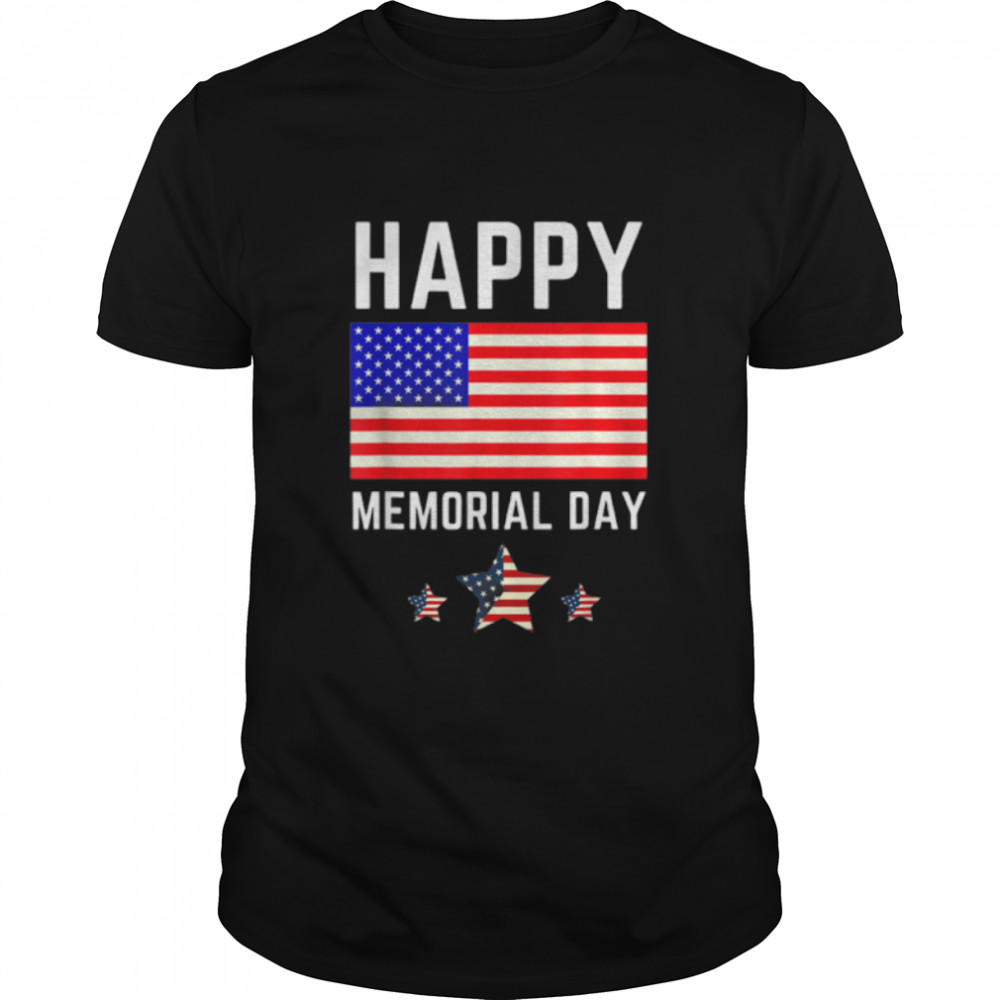 Happy Memorial Day USA Flag American Patriotic Armed Forces T-Shirt B09ZH3LRHW