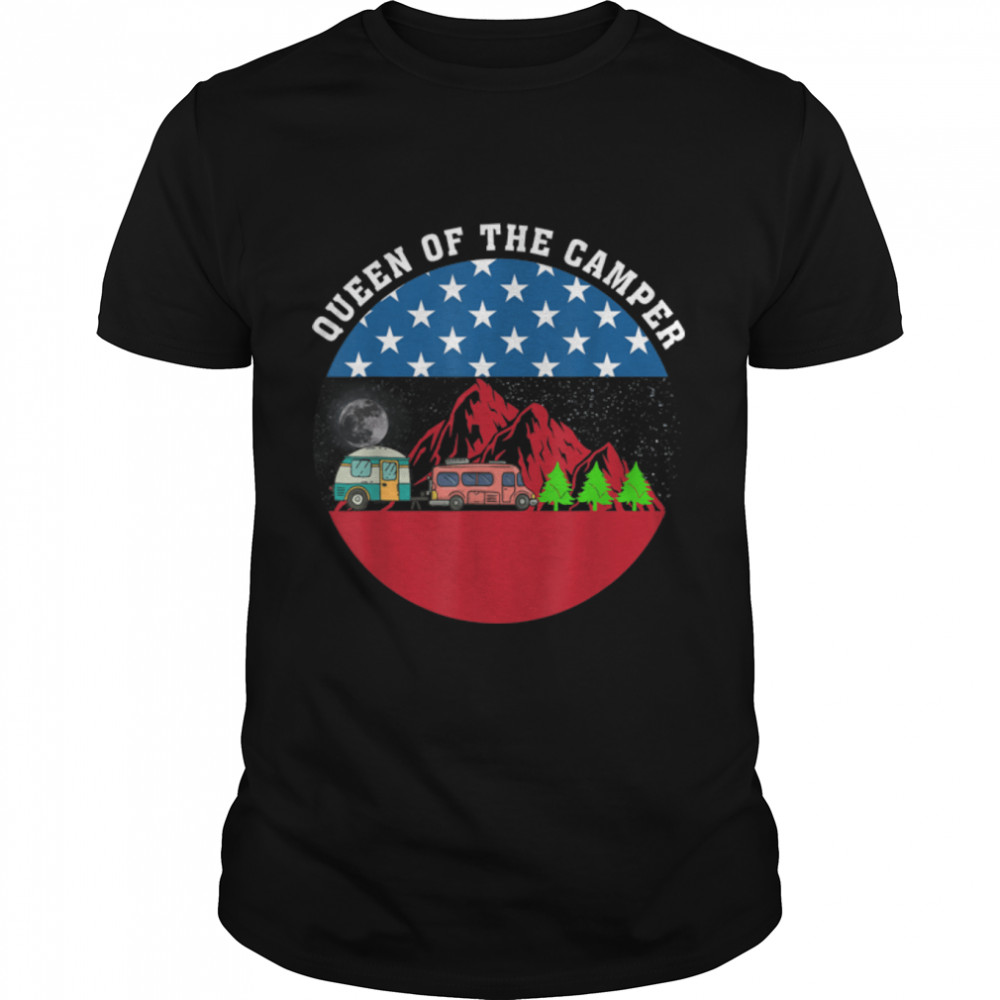 Queen of The Camper 4th Of July Camping T-Shirt B09ZF1N54T