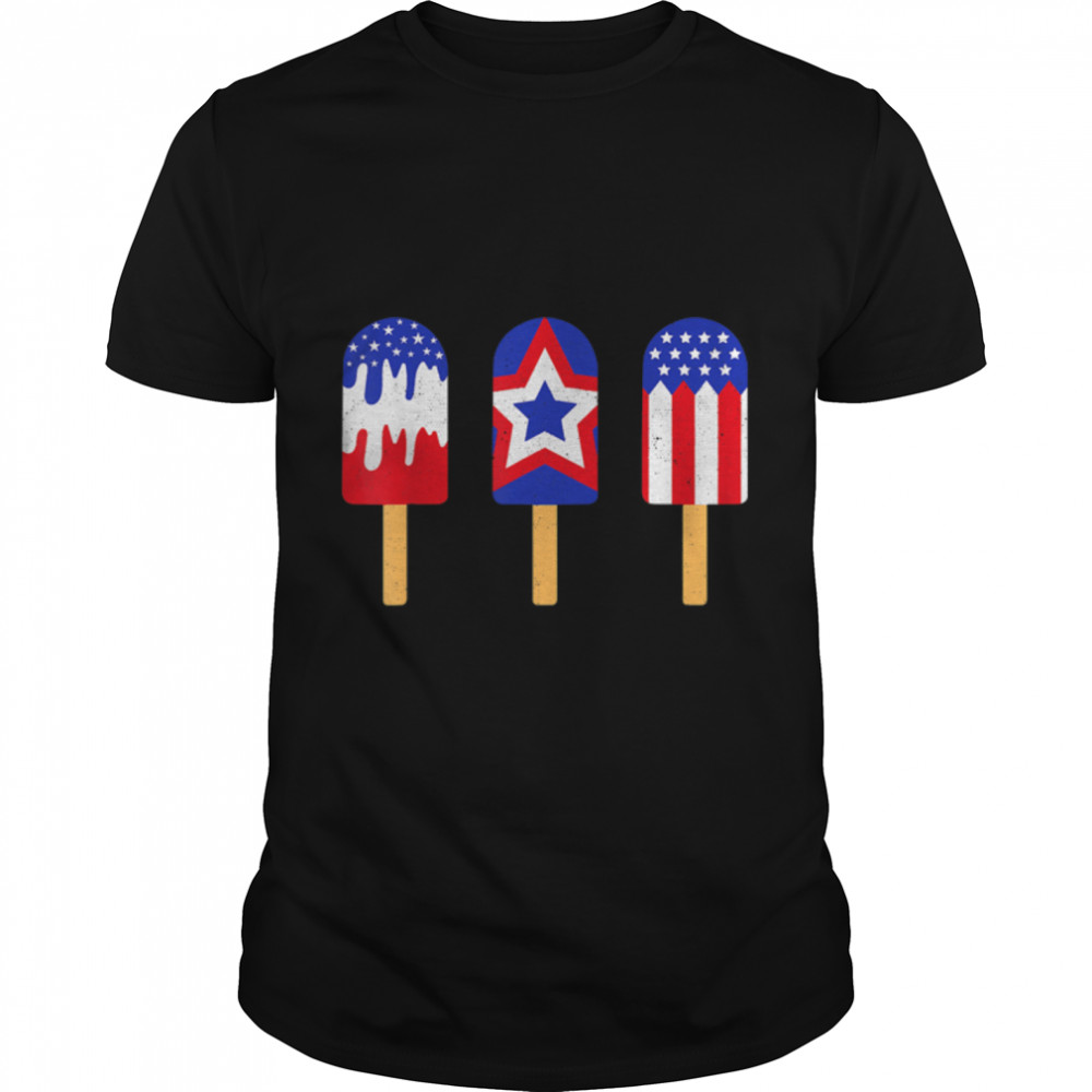 4th Of July Popsicle Red White Blue American Flag Patriotic T-Shirt B09ZHT2DKV