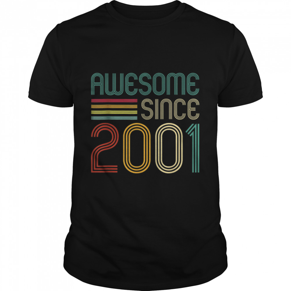 Awesome Since 2001 21st Birthday Retro T-Shirt B09ZKVFBNV
